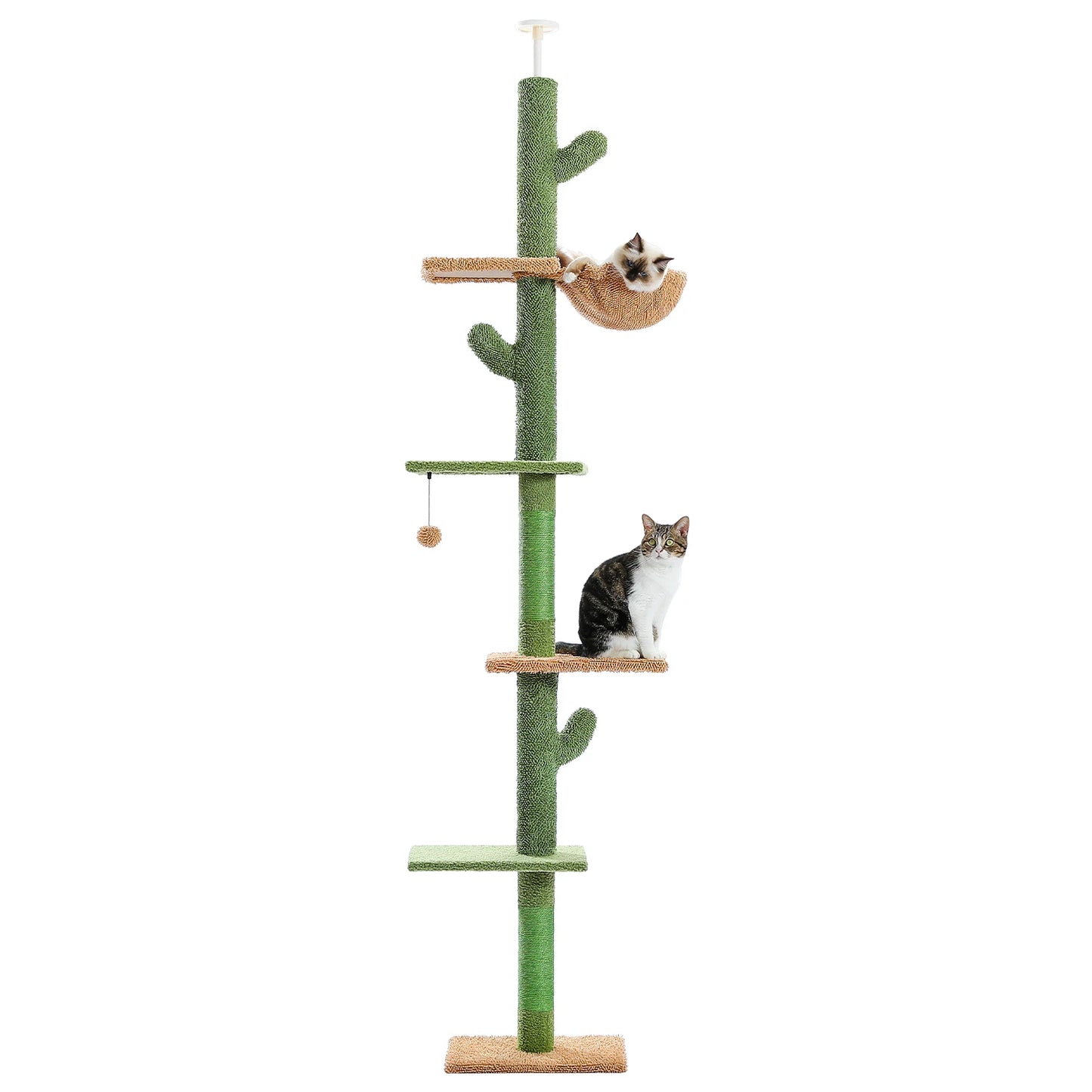 Pawz Road 5-Level Adjustable Cactus Cat Tree Tower with Natural Thicken Scratching Post and Hammock