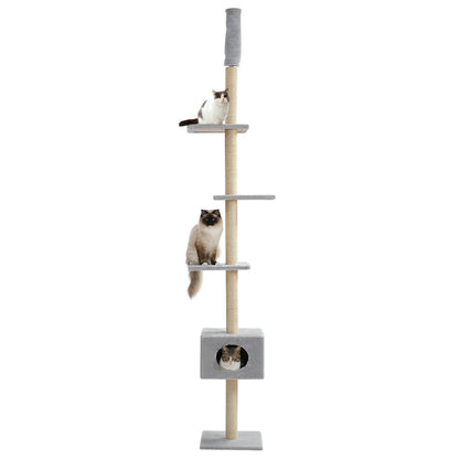 PAWZ Road Adjustable Cat Tree Condo Scratching Post, 238-274cm Floor-to-Ceiling Cat Furniture Protector