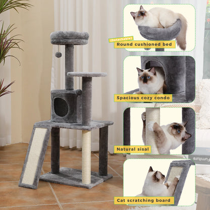 PAWZ Road Multi-Level Cat Tree House Condo Playground with Hammock for Large Cats and Kittens