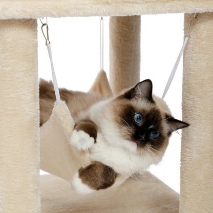 PAWZ Road Multi-Level Cat Tree House Condo Playground with Hammock for Large Cats and Kittens