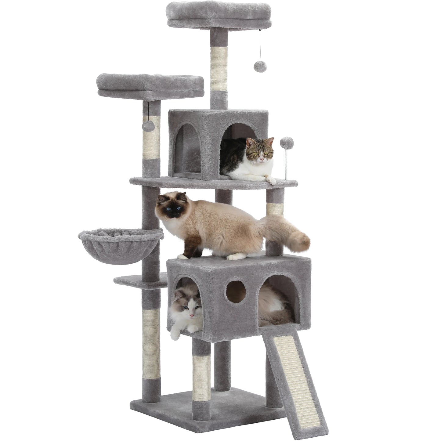 PAWZ Road Multi-Level Cat Tree House Condo Playground with Hammock for Large Cats and Kittens