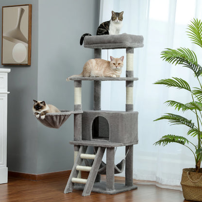 PAWZ Road Multi-Level Cat Tree House Condo Playground with Hammock for Large Cats and Kittens