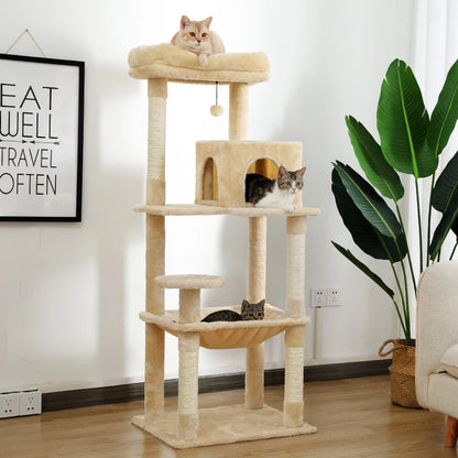 PAWZ Road Multi-Level Cat Tree House Condo Playground with Hammock for Large Cats and Kittens