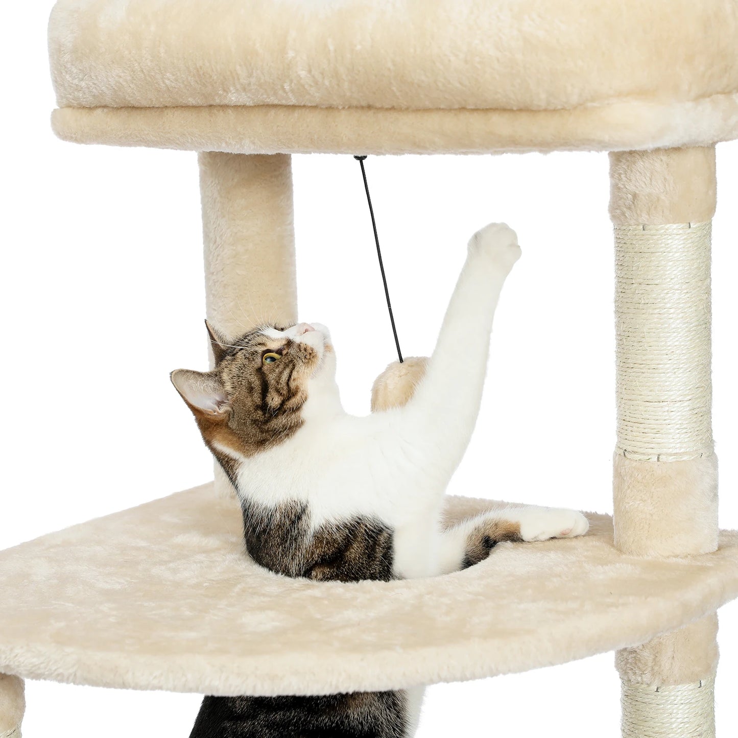 PAWZ Road Multi-Level Cat Tree House Condo Playground with Hammock for Large Cats and Kittens