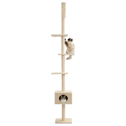 PAWZ Road Adjustable Cat Tree Condo Scratching Post, 238-274cm Floor-to-Ceiling Cat Furniture Protector