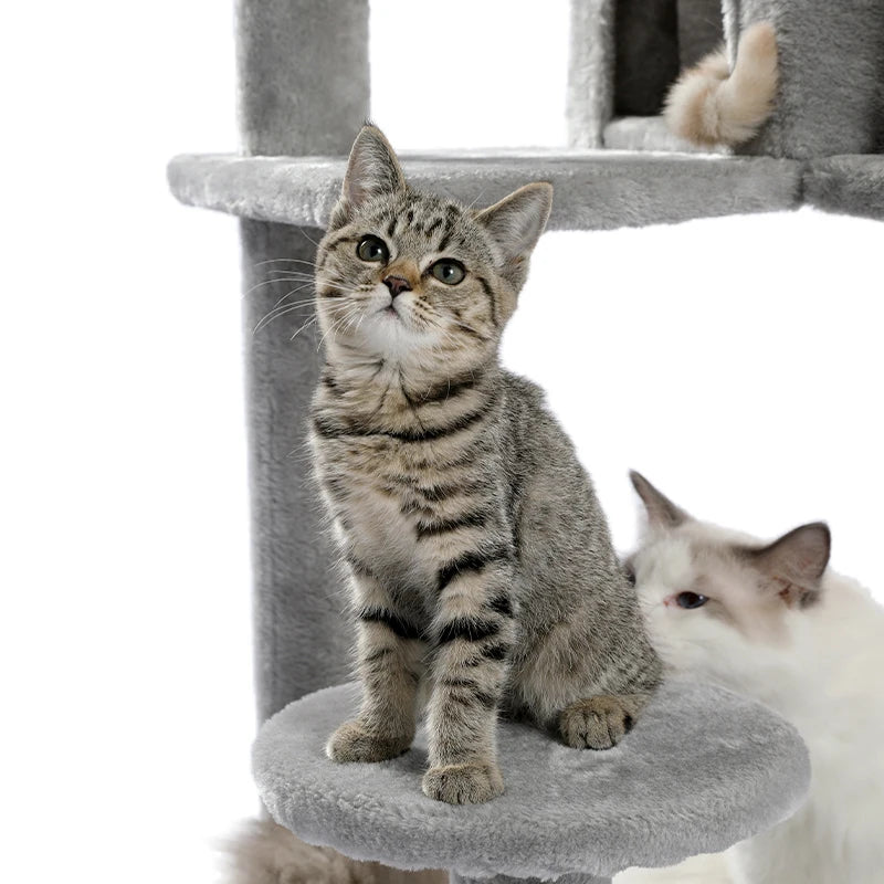 PAWZ Road Multi-Level Cat Tree House Condo Playground with Hammock for Large Cats and Kittens