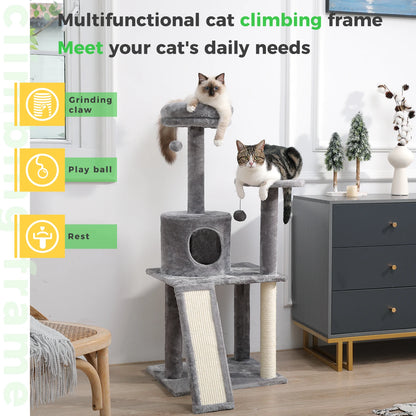 PAWZ Road Multi-Level Cat Tree House Condo Playground with Hammock for Large Cats and Kittens