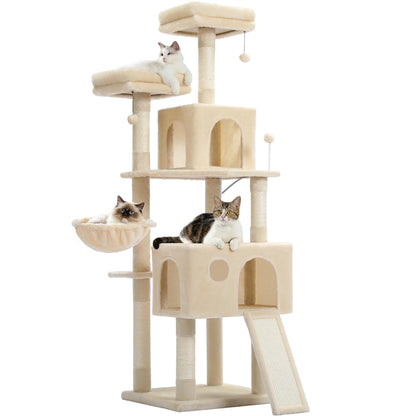 PAWZ Road Multi-Level Cat Tree House Condo Playground with Hammock for Large Cats and Kittens