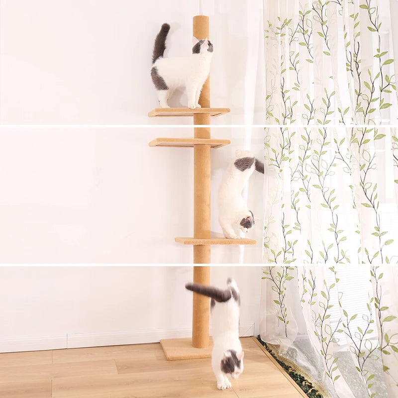 Luxury Multi-Layer Cat Tree House Condo with Ladder and Sisal Scratching Post for Climbing and Jumping