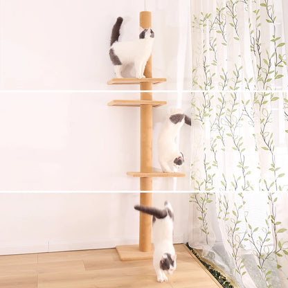 Luxury Multi-Layer Cat Tree House Condo with Ladder and Sisal Scratching Post for Climbing and Jumping