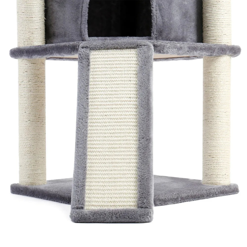 Luxury Multi-Layer Cat Tree House Condo with Ladder and Sisal Scratching Post for Climbing and Jumping