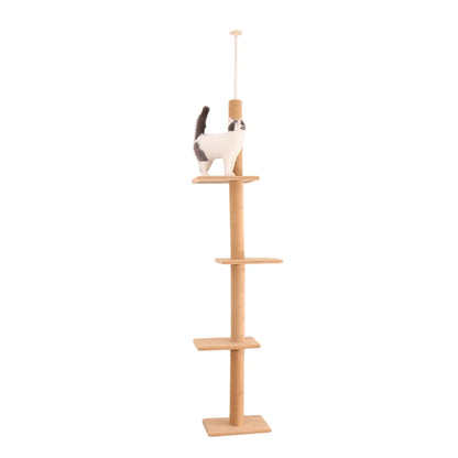 Luxury Multi-Layer Cat Tree House Condo with Ladder and Sisal Scratching Post for Climbing and Jumping