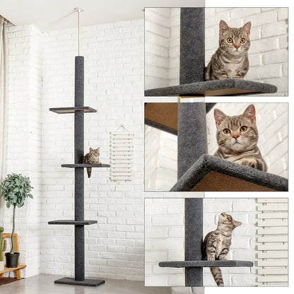 Luxury Multi-Layer Cat Tree House Condo with Ladder and Sisal Scratching Post for Climbing and Jumping