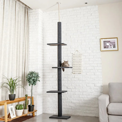 Luxury Multi-Layer Cat Tree House Condo with Ladder and Sisal Scratching Post for Climbing and Jumping