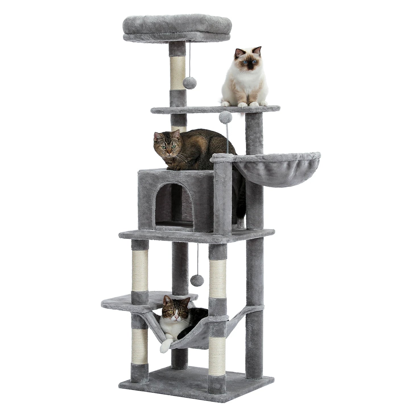 PAWZ Road Multi-Level Cat Tree House Condo Playground with Hammock for Large Cats and Kittens