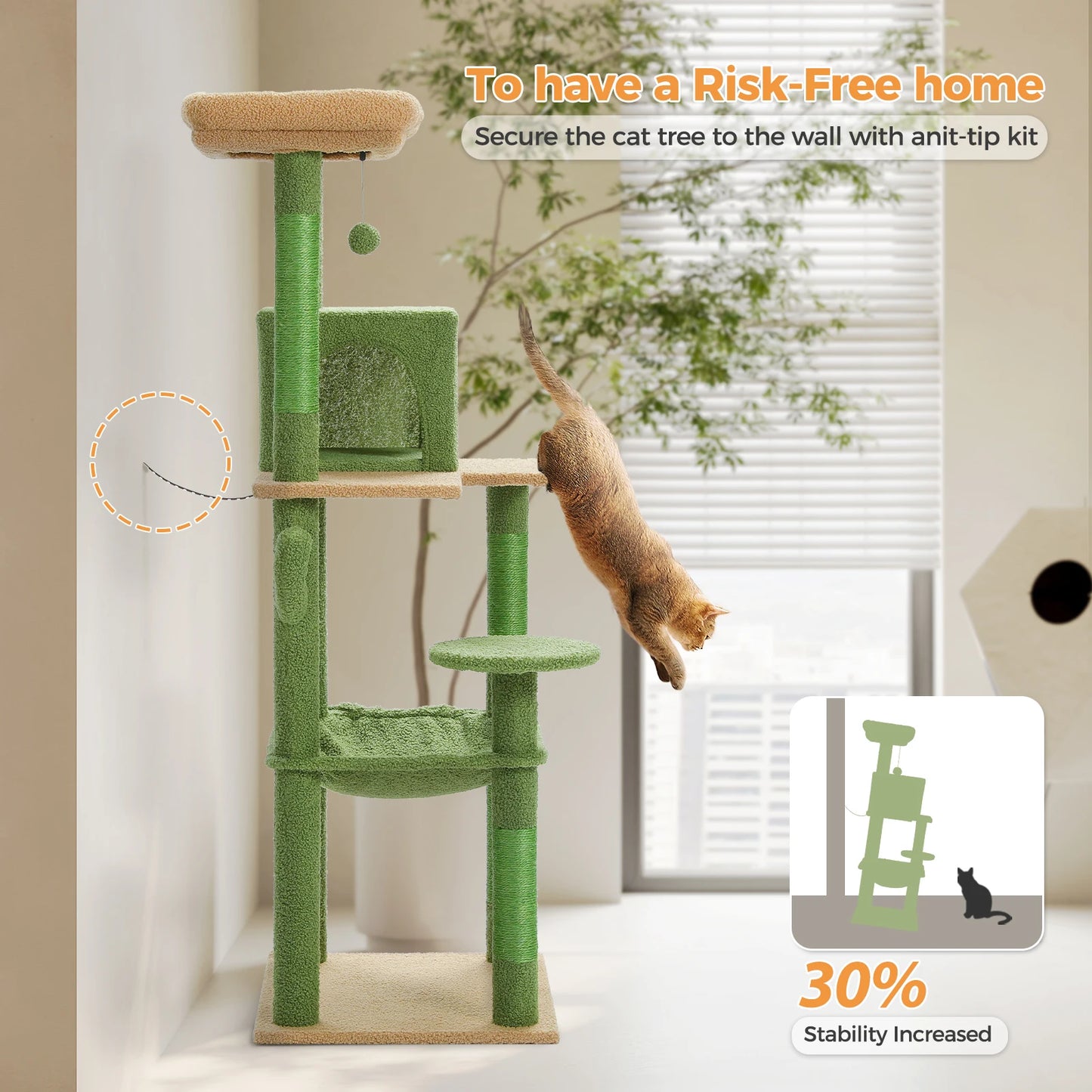 Luxury Multi-Level Cat Tree Tower with Condo, Scratching Post & Cat Toys for Indoor Cats