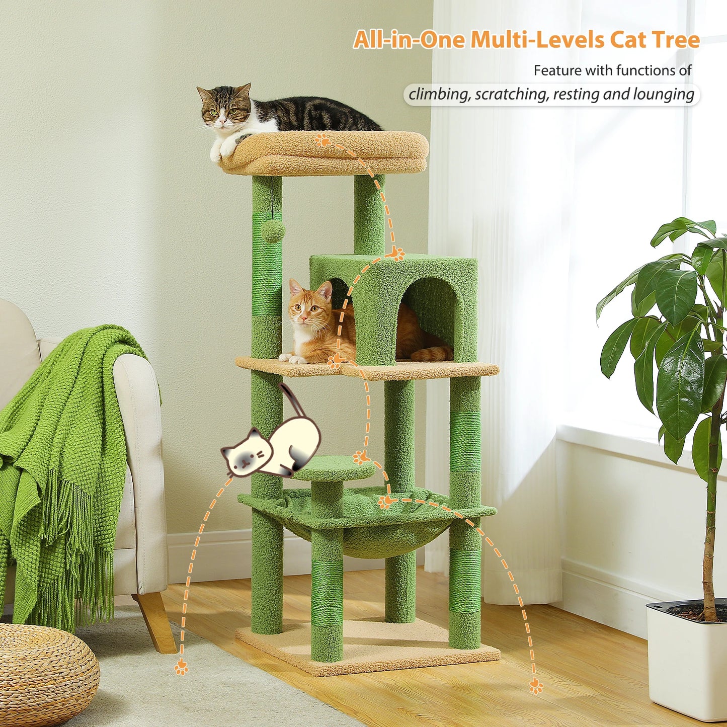 Luxury Multi-Level Cat Tree Tower with Condo, Scratching Post & Cat Toys for Indoor Cats