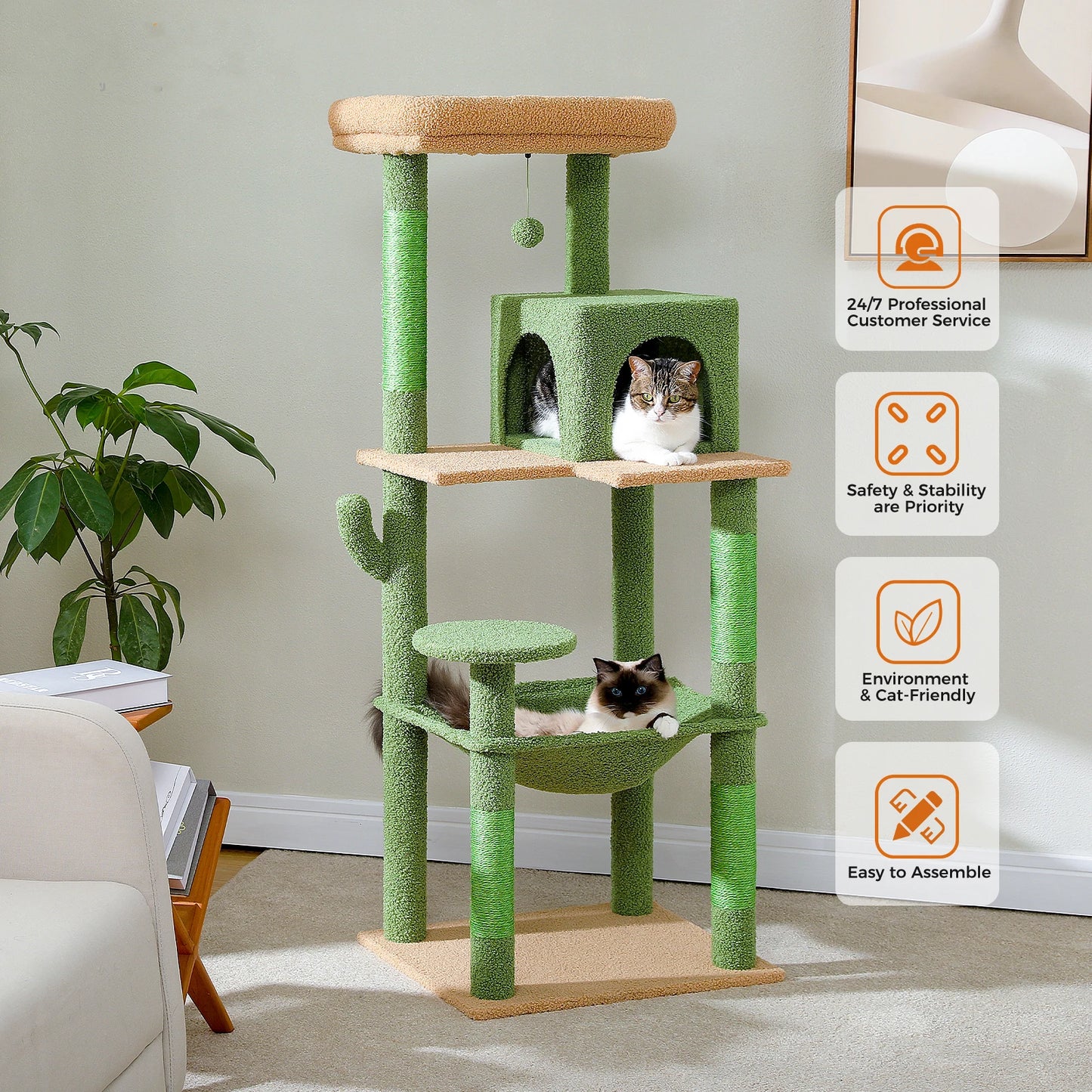 Luxury Multi-Level Cat Tree Tower with Condo, Scratching Post & Cat Toys for Indoor Cats