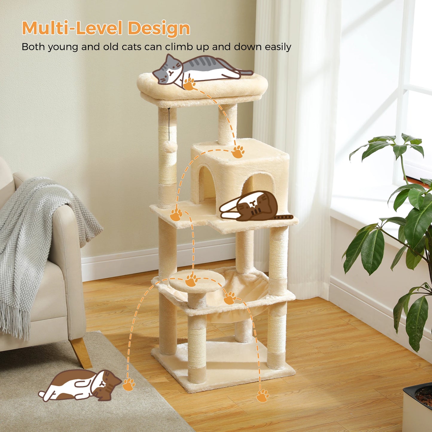 Luxury Multi-Level Cat Tree Tower with Condo, Scratching Post & Cat Toys for Indoor Cats