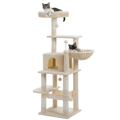 PAWZ Road Multi-Level Cat Tree House Condo Playground with Hammock for Large Cats and Kittens