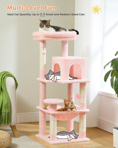 Luxury Multi-Level Cat Tree Tower with Condo, Scratching Post & Cat Toys for Indoor Cats