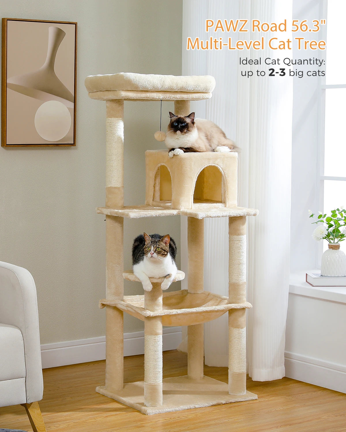 Luxury Multi-Level Cat Tree Tower with Condo, Scratching Post & Cat Toys for Indoor Cats