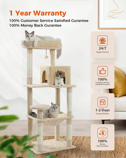 Luxury Multi-Level Cat Tree Tower with Condo, Scratching Post & Cat Toys for Indoor Cats