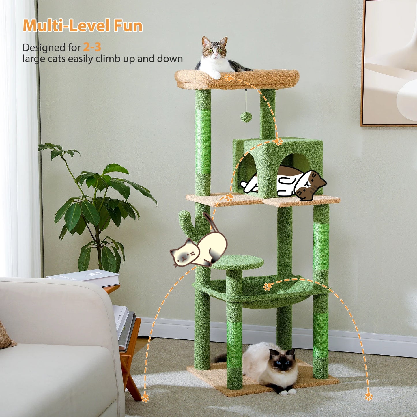 Luxury Multi-Level Cat Tree Tower with Condo, Scratching Post & Cat Toys for Indoor Cats