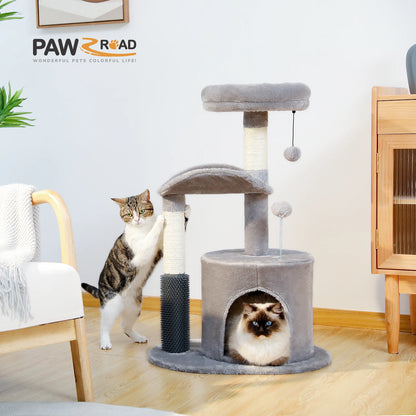 PAWZ Road Multi-Level Cat Tree House Condo Playground with Hammock for Large Cats and Kittens