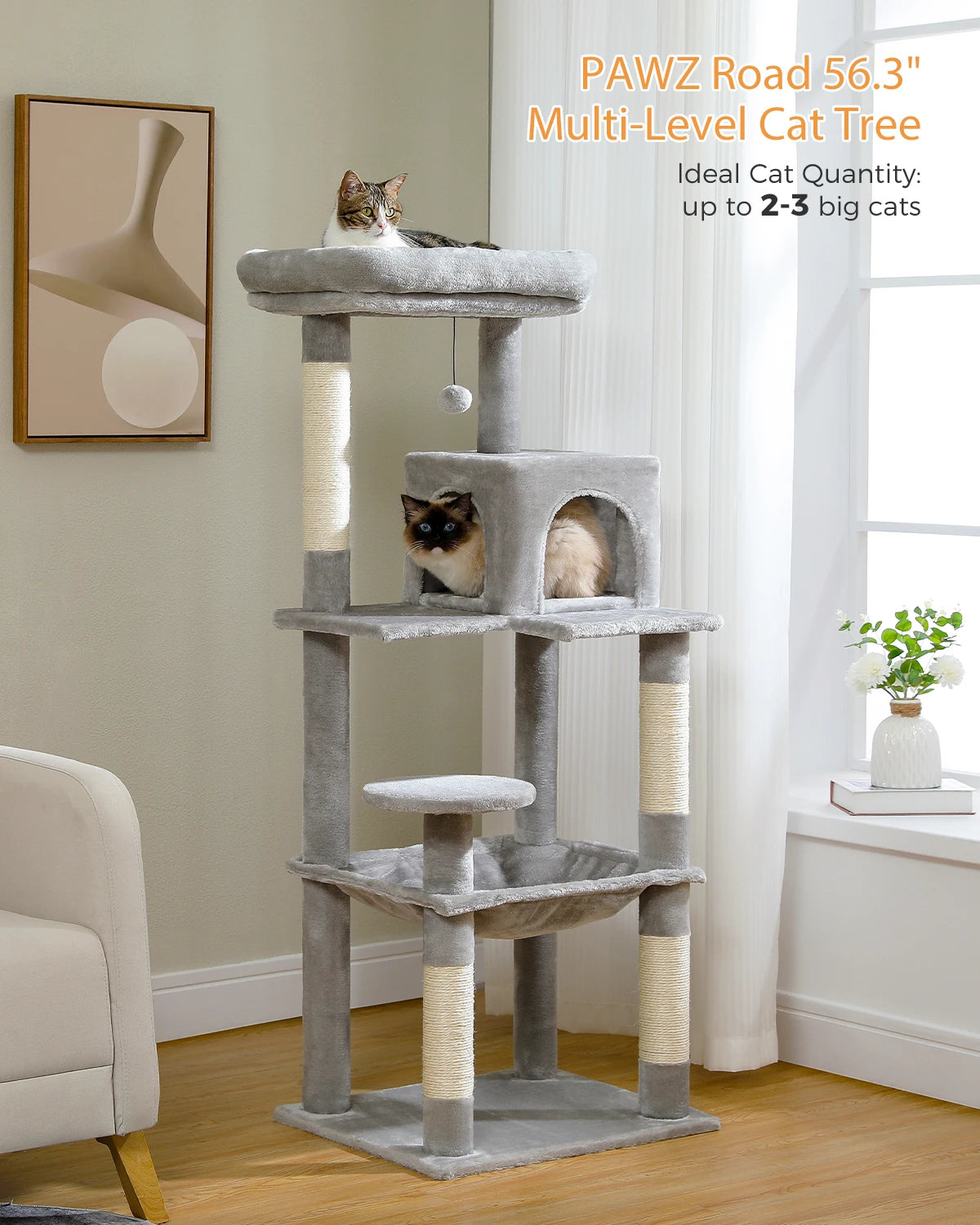 Luxury Multi-Level Cat Tree Tower with Condo, Scratching Post & Cat Toys for Indoor Cats