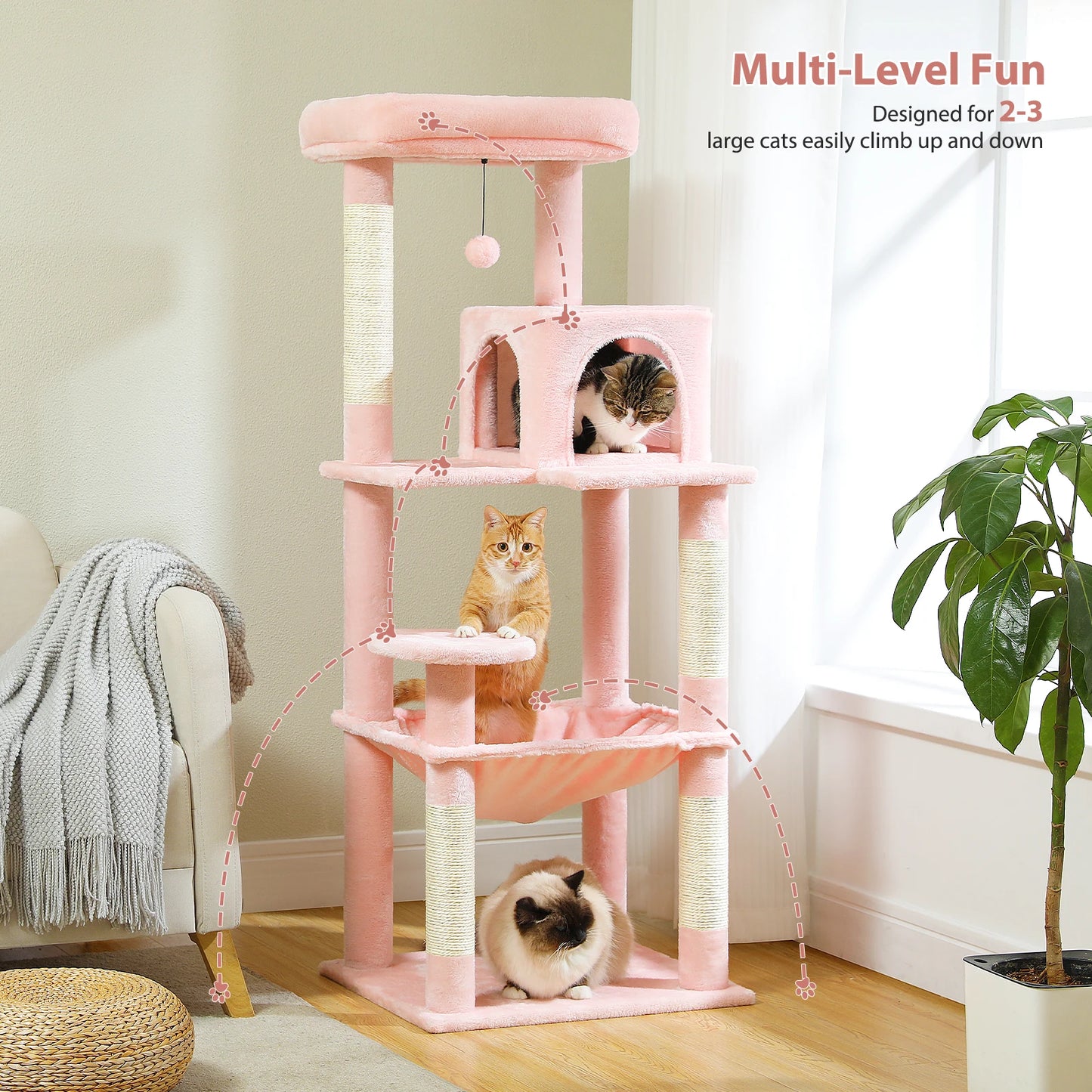 Luxury Multi-Level Cat Tree Tower with Condo, Scratching Post & Cat Toys for Indoor Cats