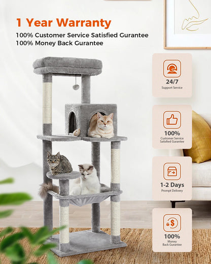 Luxury Multi-Level Cat Tree Tower with Condo, Scratching Post & Cat Toys for Indoor Cats