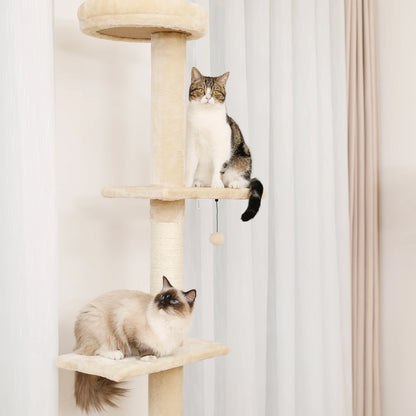 Pawz Road 5-Level Adjustable Cactus Cat Tree Tower with Natural Thicken Scratching Post and Hammock