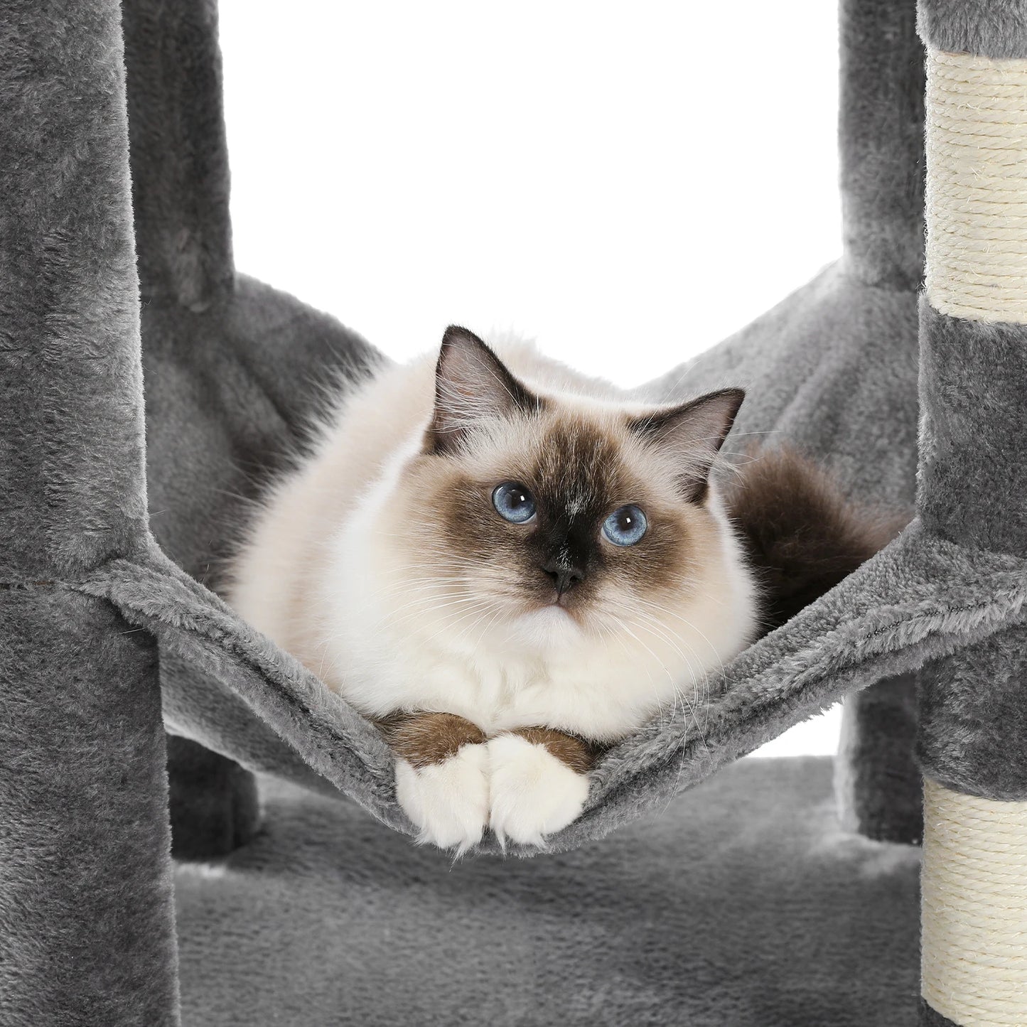 Luxury Multi-Layer Cat Tree House Condo with Ladder and Sisal Scratching Post for Climbing and Jumping