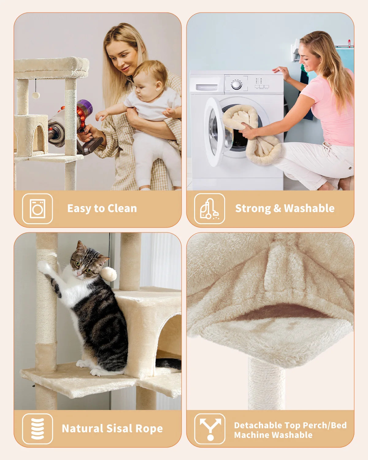 Luxury Multi-Level Cat Tree Tower with Condo, Scratching Post & Cat Toys for Indoor Cats