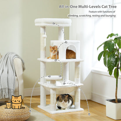 Luxury Multi-Level Cat Tree Tower with Condo, Scratching Post & Cat Toys for Indoor Cats