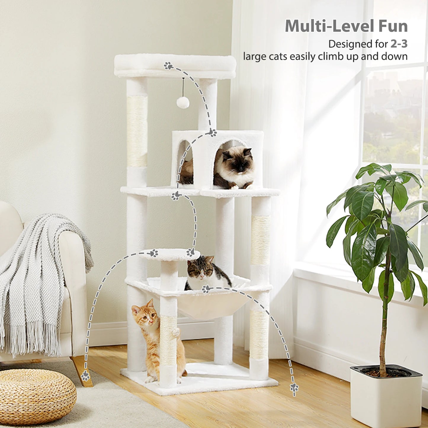 Luxury Multi-Level Cat Tree Tower with Condo, Scratching Post & Cat Toys for Indoor Cats