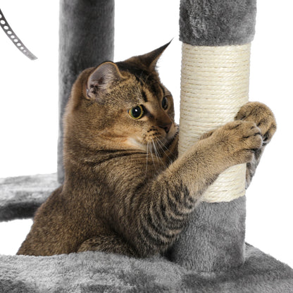 Luxury Multi-Layer Cat Tree House Condo with Ladder and Sisal Scratching Post for Climbing and Jumping