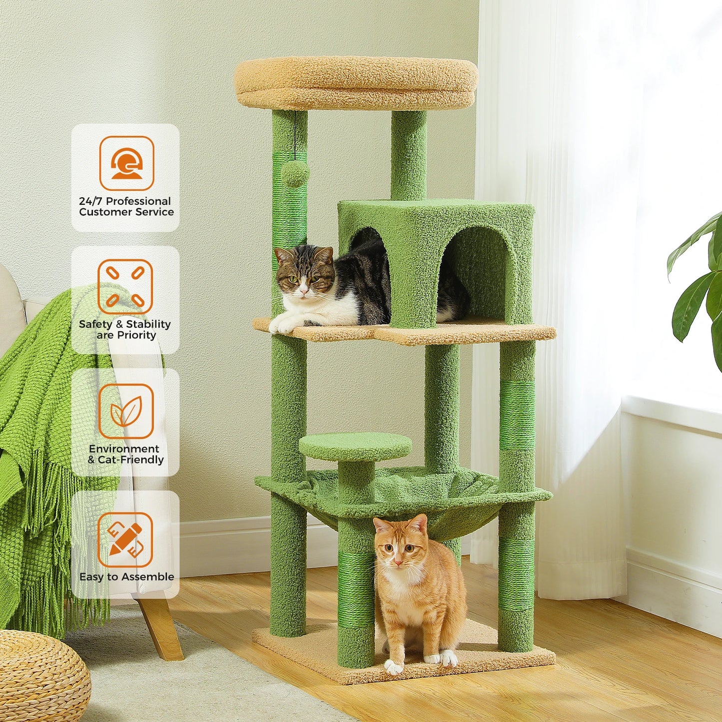 Luxury Multi-Level Cat Tree Tower with Condo, Scratching Post & Cat Toys for Indoor Cats