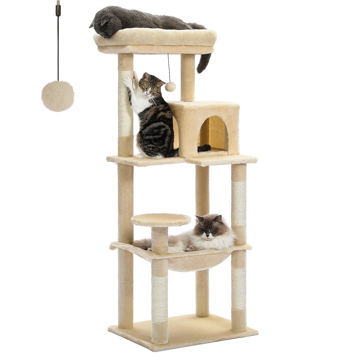 Luxury Multi-Level Cat Tree Tower with Condo, Scratching Post & Cat Toys for Indoor Cats