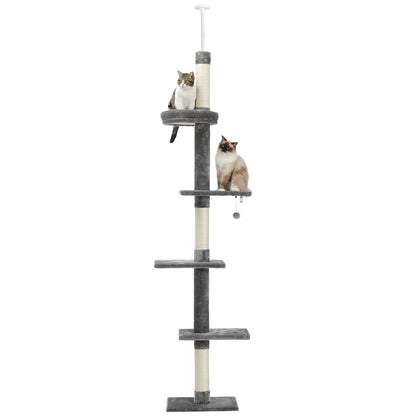 PAWZ Road Adjustable Cat Tree Condo Scratching Post, 238-274cm Floor-to-Ceiling Cat Furniture Protector