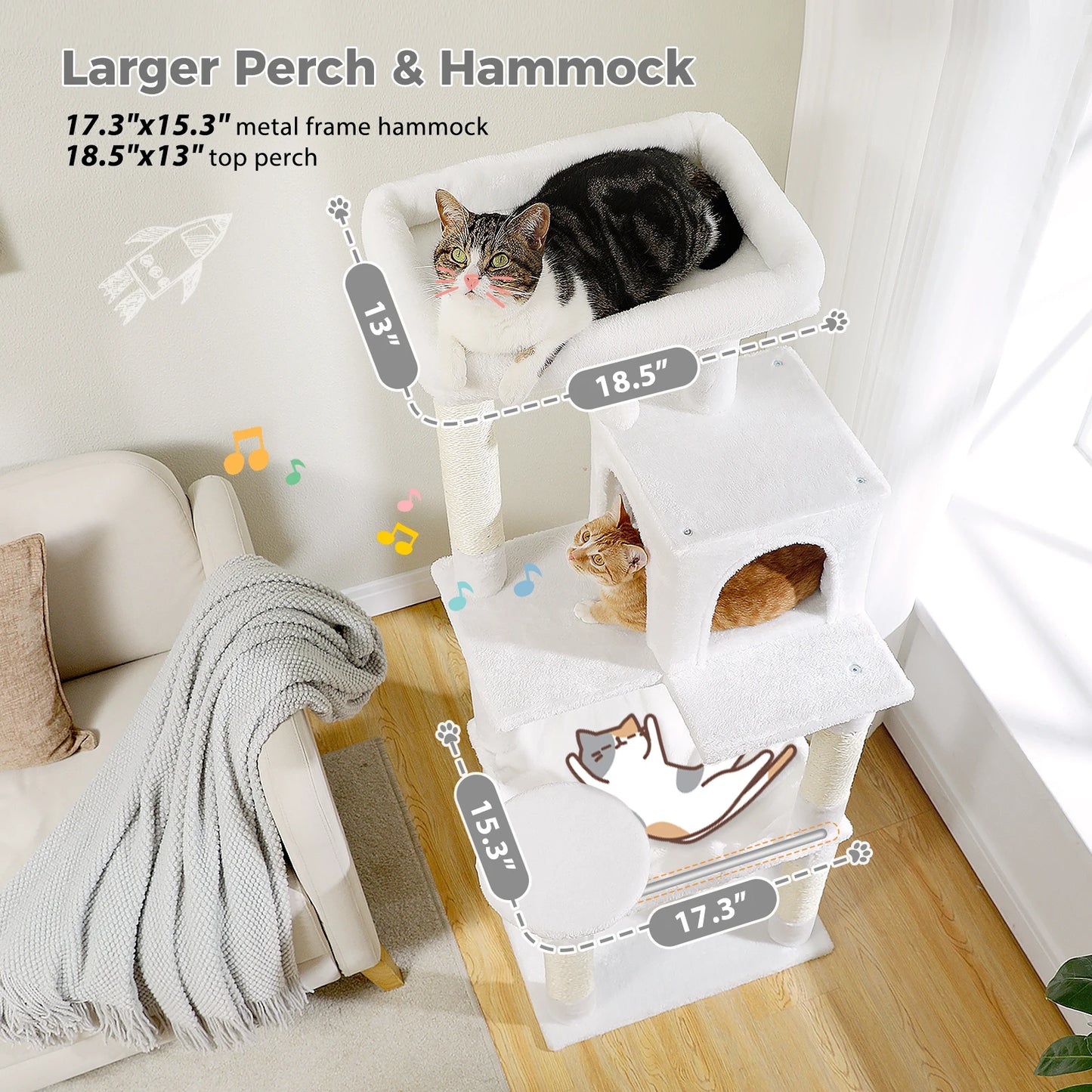 Luxury Multi-Level Cat Tree Tower with Condo, Scratching Post & Cat Toys for Indoor Cats