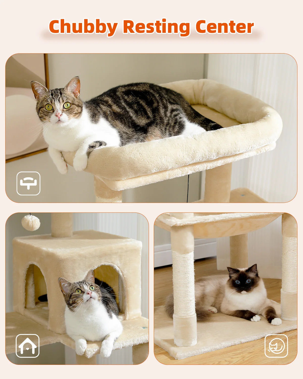 Luxury Multi-Level Cat Tree Tower with Condo, Scratching Post & Cat Toys for Indoor Cats