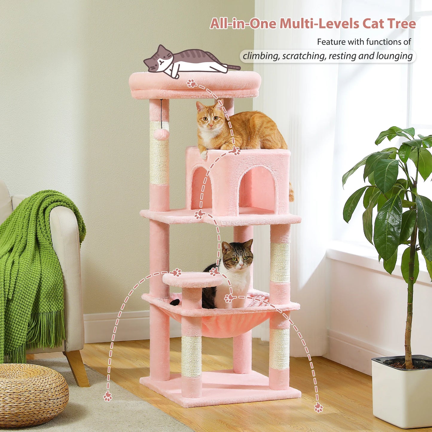 Luxury Multi-Level Cat Tree Tower with Condo, Scratching Post & Cat Toys for Indoor Cats