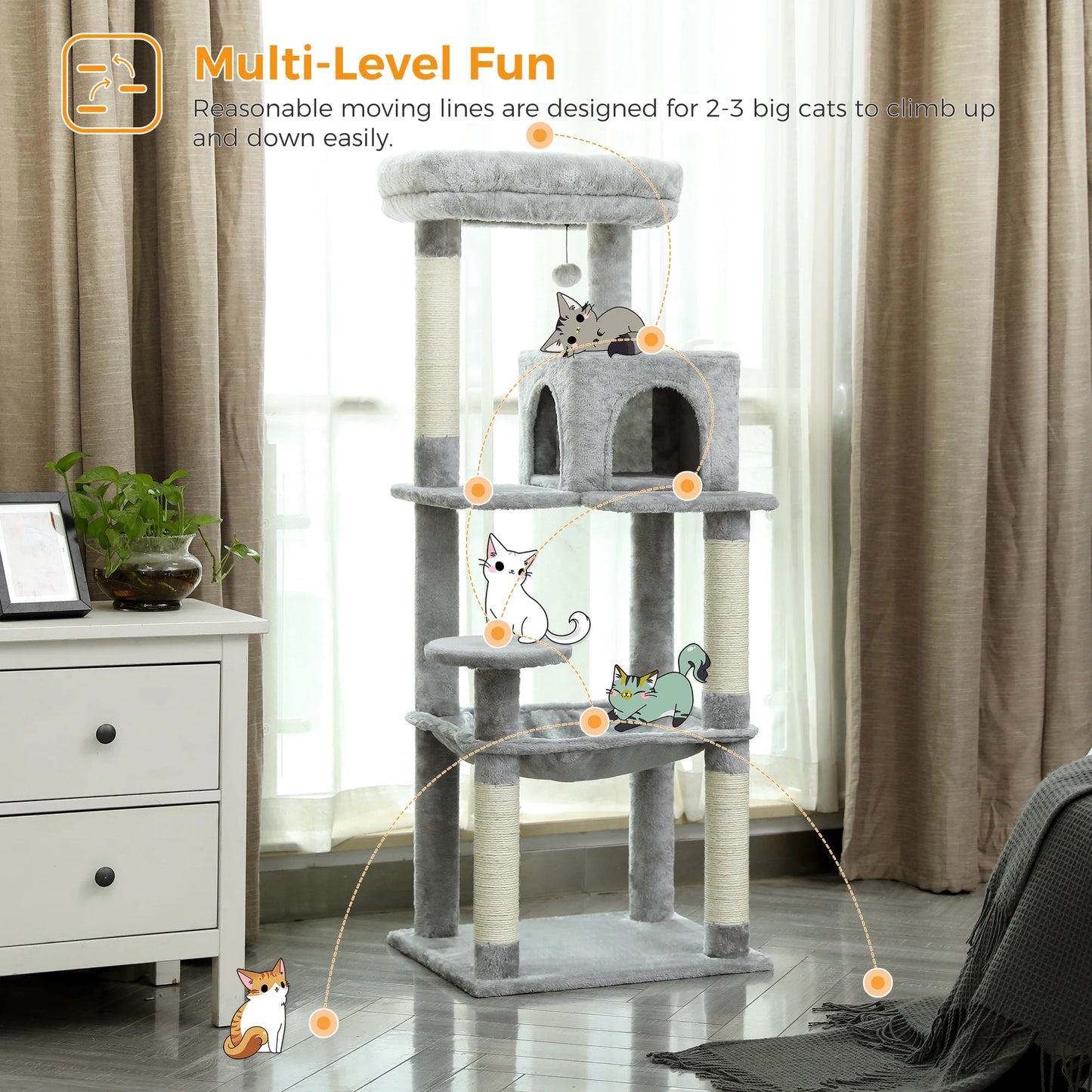 Luxury Multi-Level Cat Tree Tower with Condo, Scratching Post & Cat Toys for Indoor Cats