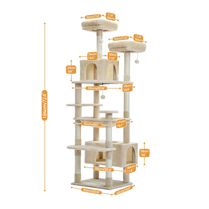 Luxury Multi-Layer Cat Tree House Condo with Ladder and Sisal Scratching Post for Climbing and Jumping