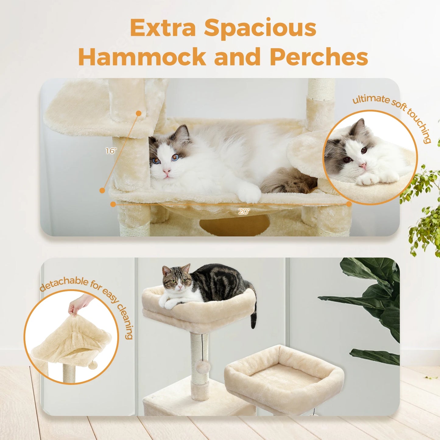 Luxury Multi-Layer Cat Tree House Condo with Ladder and Sisal Scratching Post for Climbing and Jumping