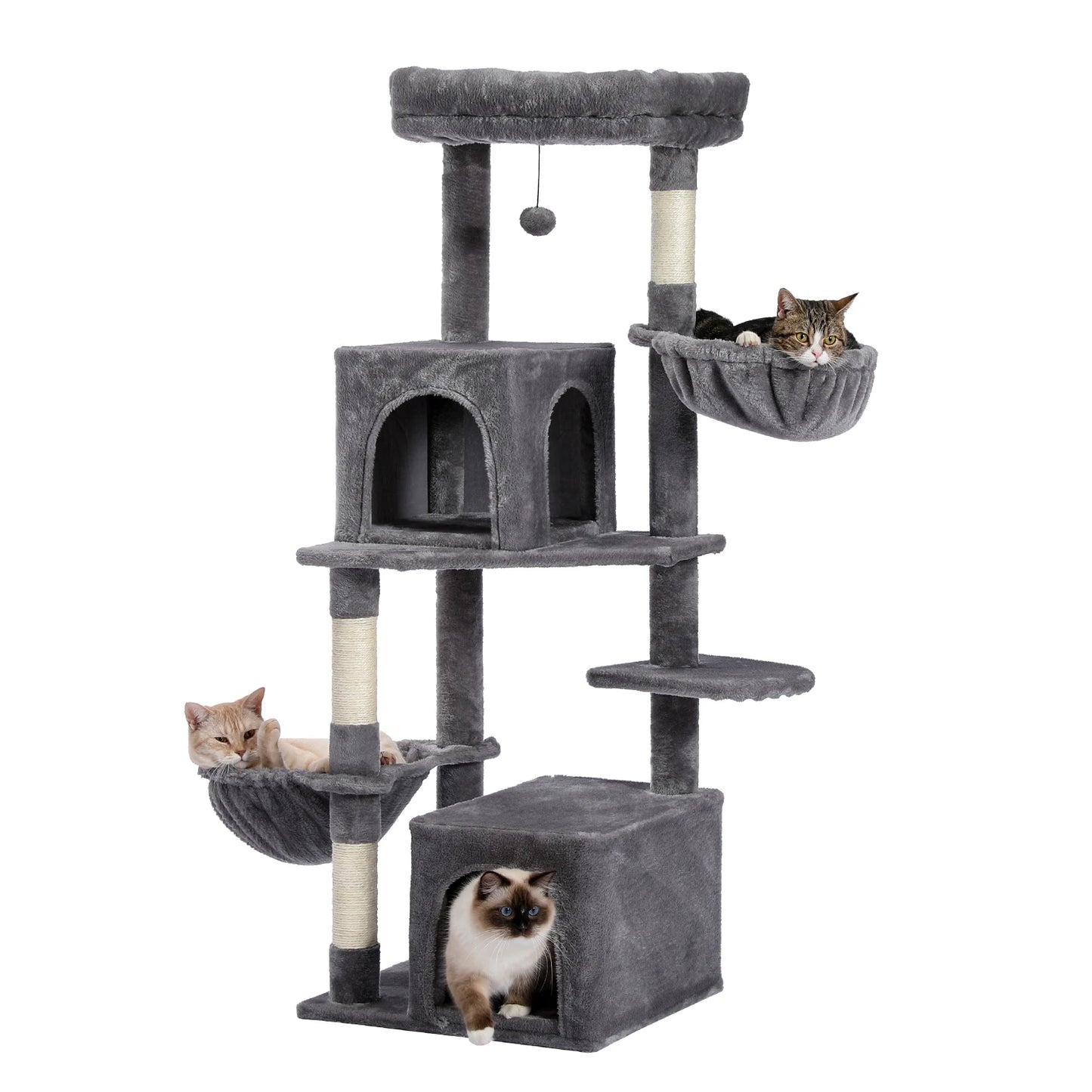 Luxury Multi-Layer Cat Tree House Condo with Ladder and Sisal Scratching Post for Climbing and Jumping