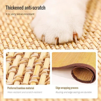 Premium Bamboo Cat Scratch Mat - Sofa Protector & Self-Massage Wear-Resistant Pad