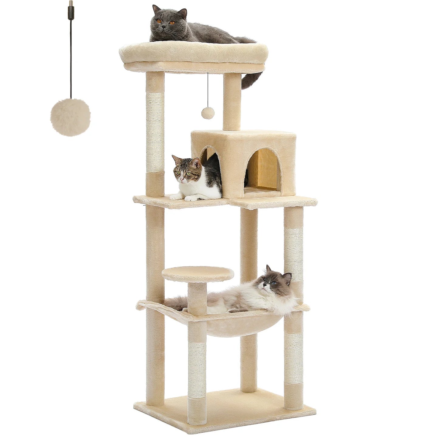 Luxury Multi-Level Cat Tree Tower with Condo, Scratching Post & Cat Toys for Indoor Cats